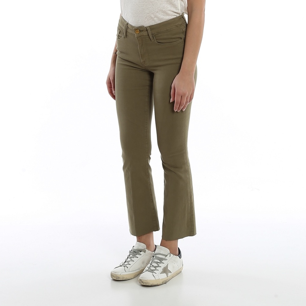 Frame Le Crop Mini Boot Jeans in Washed Olive - Size 27